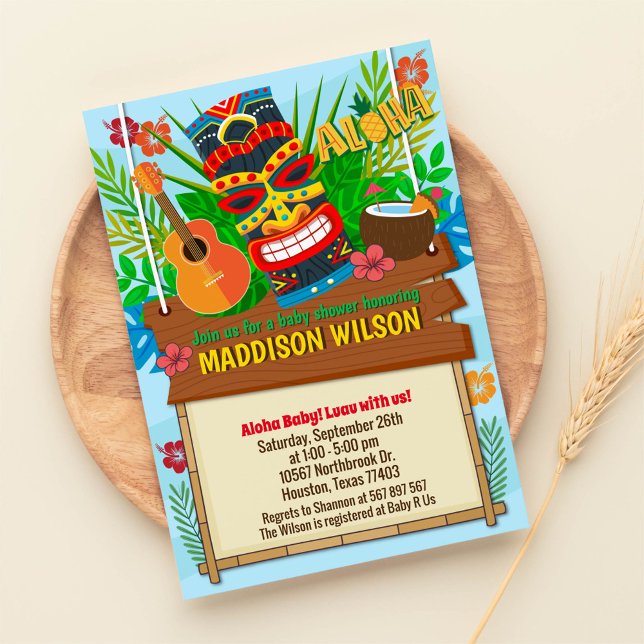 Invitación Aloha Luau Hawaiian Tropical Baby Shower (Subido por el creador)