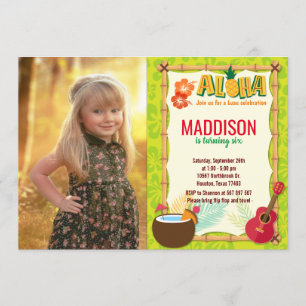 Invitación Aloha Luau Hawaiian Tropical Summer Birday Photo