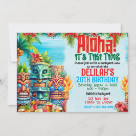 Invitación Aloha Luau Tiki