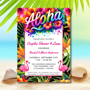 Invitación Aloha Luau Tropical de Parejas Ducha Nupcial
