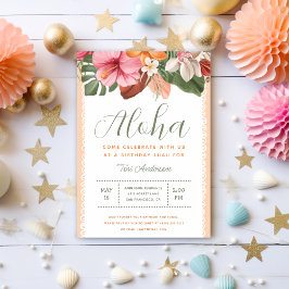 Invitación Aloha Luau Tropical Moda Fiesta de Cumpleaños