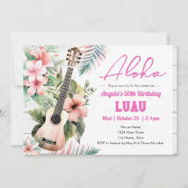 Invitación Aloha Luau ukulele 50 cumpleaños