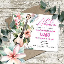 Invitación Aloha Luau ukulele Cumpleaños de adultos