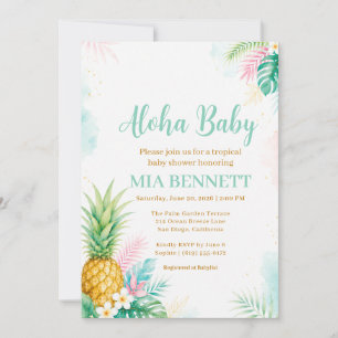 Invitación Aloha Piña Ducha de Bebé Tropical