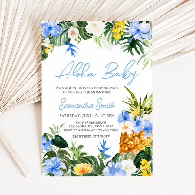 Invitación Aloha Pineapple Baby Shower (Aloha Baby Shower Invitation)