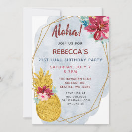 Invitación Aloha Pineapple Luau Birthday Party