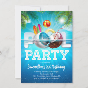 Invitación Aloha Pool Fiesta Cumpleaños
