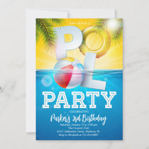 Invitación Aloha Pool Fiesta Cumpleaños