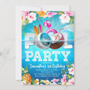 Invitación Aloha Pool Fiesta Cumpleaños