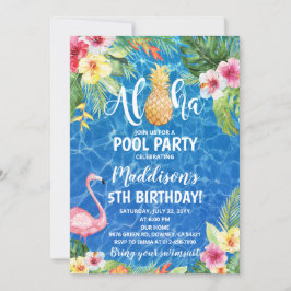Invitación Aloha Pool Fiesta Tropical Pineapple Cumpleaños