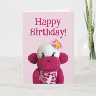 Invitación Aloha Sock Monkey Birday Card