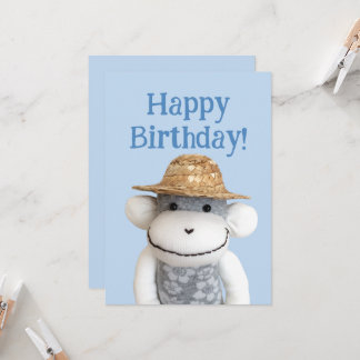 Invitación Aloha Sock Monkey Birday Card