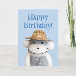 Invitación Aloha Sock Monkey Birday Card