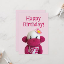 Aloha Sock Monkey Birday Card
