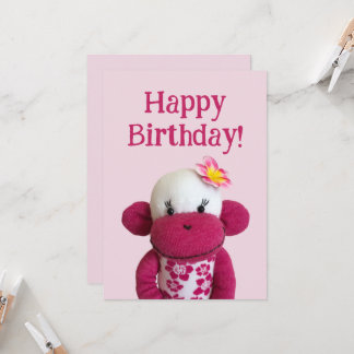 Invitación Aloha Sock Monkey Birday Card