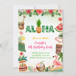Invitación Aloha Summer Chica Cumpleaños