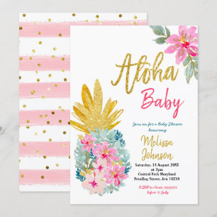Invitación Aloha Summer Pineapple baby ducha