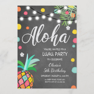 Invitación Aloha Tropical Birthday party a Hawaii Luau