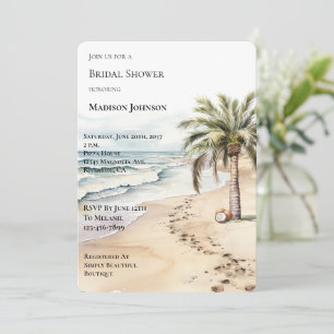 Invitación Aloha Tropical Coconuts Palm Tree Bridal Shower