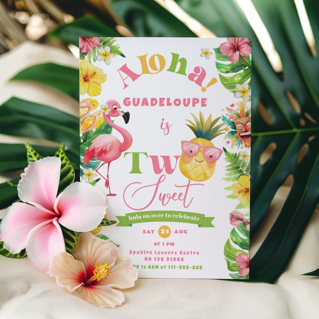 Invitación Aloha Tropical Dos dulces fiestas de luau cumpleañ (Subido por el creador)
