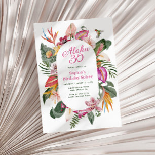 Invitación Aloha Tropical Floral Cumpleaños
