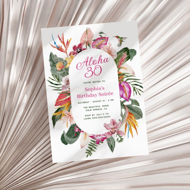 Invitación Aloha Tropical Floral Cumpleaños (Subido por el creador)