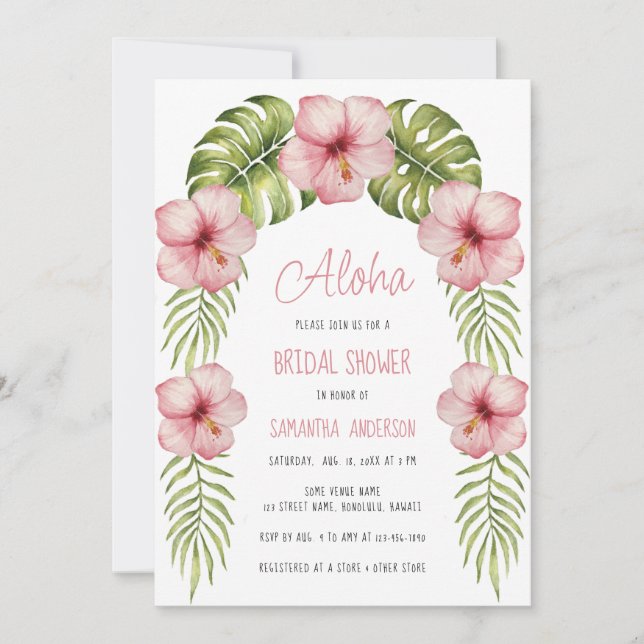 Invitación Aloha Tropical Floral Exótica deja ducha de novia (Anverso)