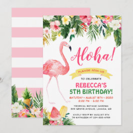 Invitación Aloha Tropical Floral Luau Kids Fiesta de cumpleañ