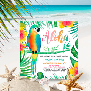 Invitación Aloha Tropical Hibiscus Parrot Bridal