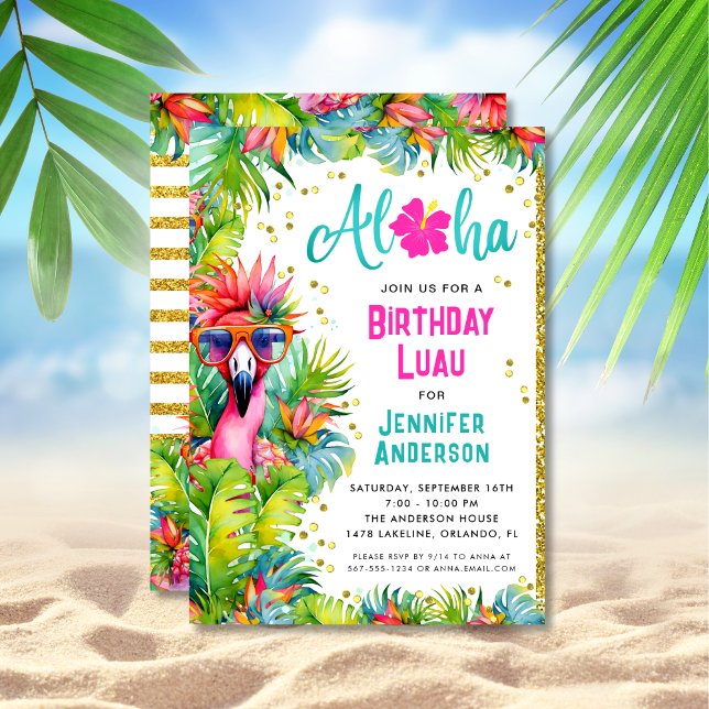 Invitación Aloha Tropical Luau Birthday Party (Subido por el creador)