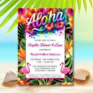 Invitación Aloha Tropical Luau Couples Bridal Shower