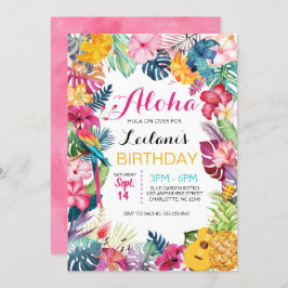 Invitación Aloha Tropical Luau Cumpleaños