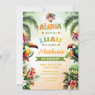 Invitación Aloha Tropical Luau Hawaiian Fiesta de cumpleaños