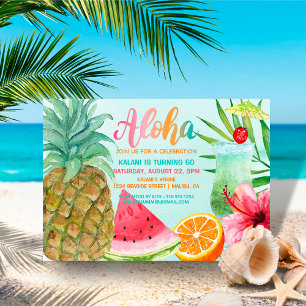 Invitación Aloha Tropical Piña Summer Luau Cumpleaños