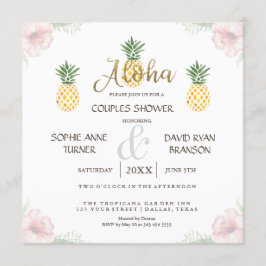 Invitación Aloha Tropical Pineapple Beach Couples Shower