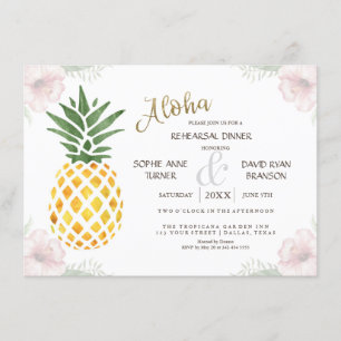 Invitación Aloha Tropical Pineapple Beach REHEARSAL CENNER