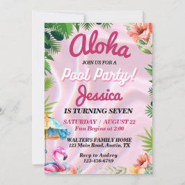 Invitación Aloha Tropical Pool Fiesta Cumpleaños