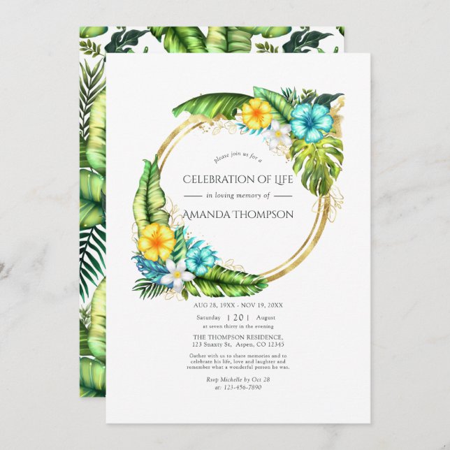 Invitación Aloha Tropical Summer Celebration of Life Photo