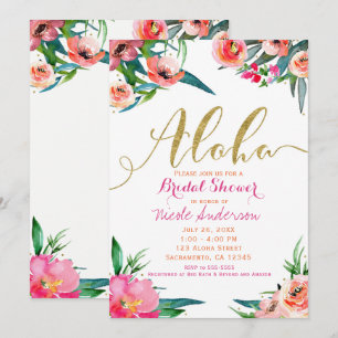 Invitación Aloha Tropical Verano Floral Ducha Nupcial