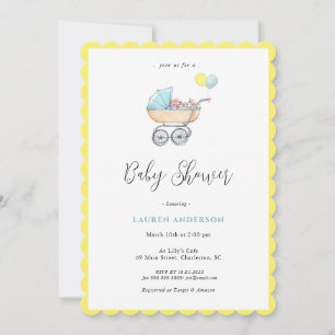 Invitación Alojador de época con flores Baby Shower