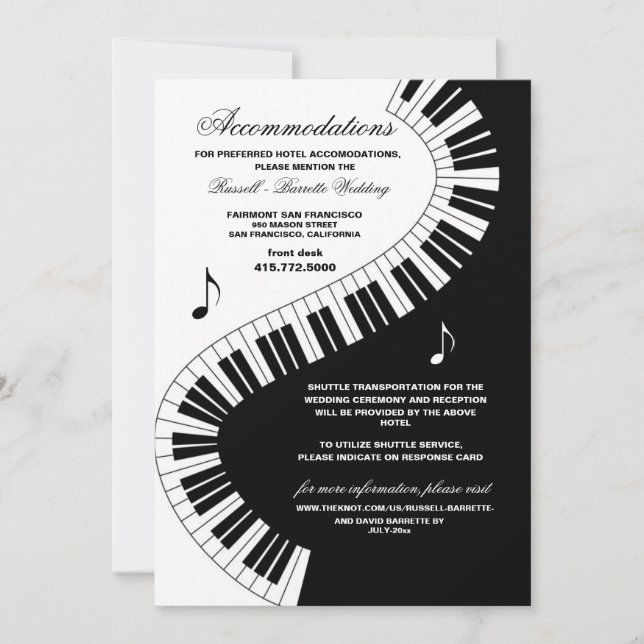 Invitación Alojamiento Boda de Cayos de Piano en Música Creat (Anverso)