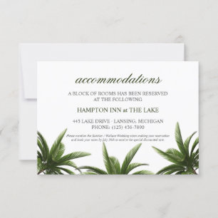 Invitación Alojamiento Boda verde palmera tropical