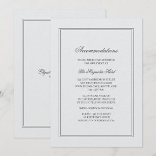 Invitación Alojamiento de Boda Blanco Simple y Elegante