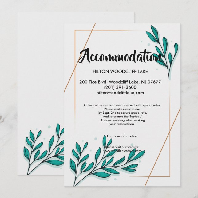 Invitación Alojamiento de hojas de Relieve metalizado dorado  (Anverso / Reverso)