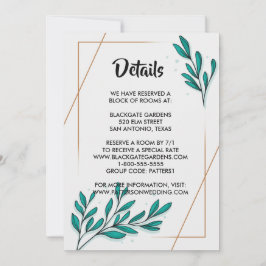 Invitación Alojamiento de hojas de Relieve metalizado dorado 