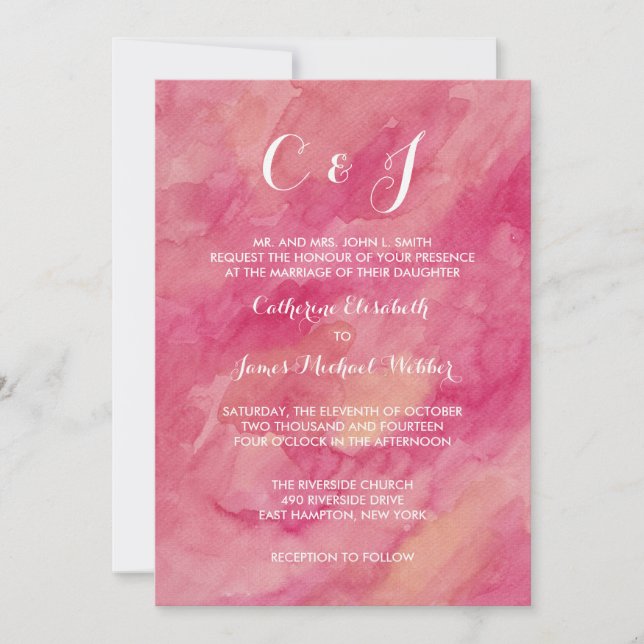 Invitación Alojamiento de novias en boda rosa (Anverso)