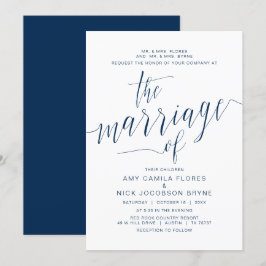 Invitación Alojamiento de padres, caligrafía azul de la Marin