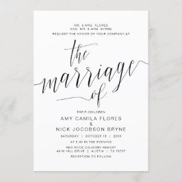 Invitación Alojamiento de padres, caligrafía negra, matrimoni