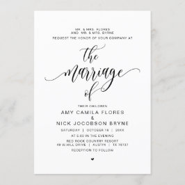 Invitación Alojamiento de padres, caligrafía negra moderna, m