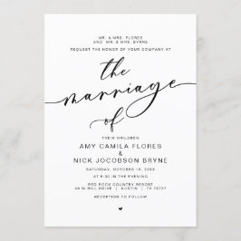 Invitación Alojamiento de padres, caligrafía romántica, matri